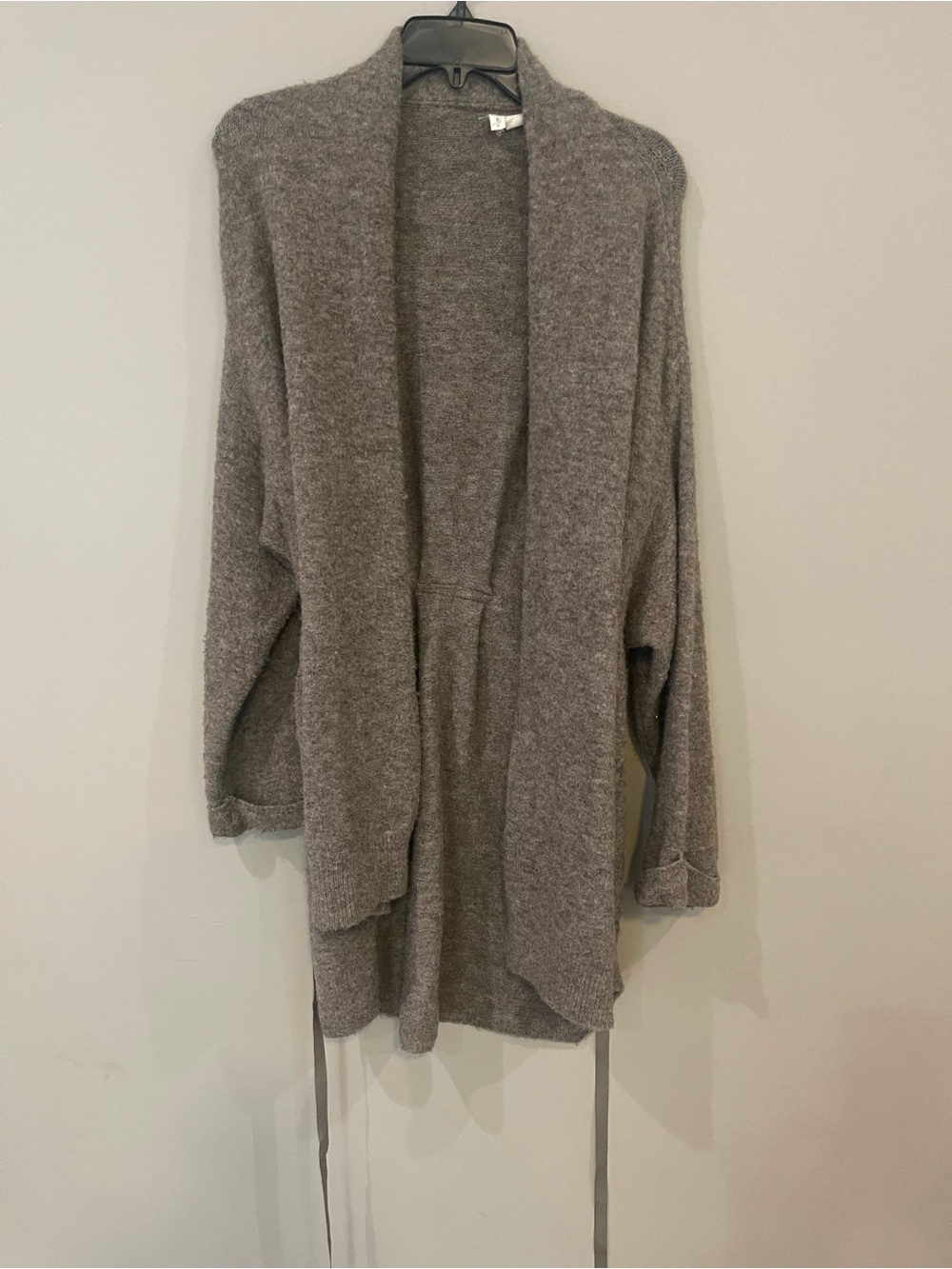 Anthropologie Moth Gray Wrap Cardigan with Tie Belt - Picture 5 of 6